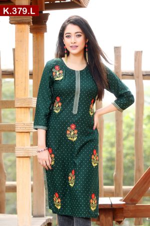 Embroidered And Screen Printed Linen Single Kameez