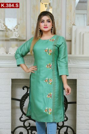 Embroidered Silk Single Kameez