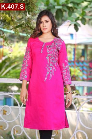 Embroidered Silk Single Kameez