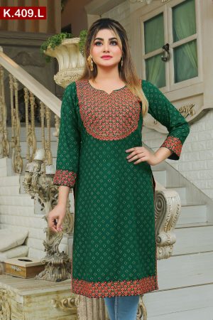 Artistic Embroidered Design And Screen Printed Linen Single Kameez