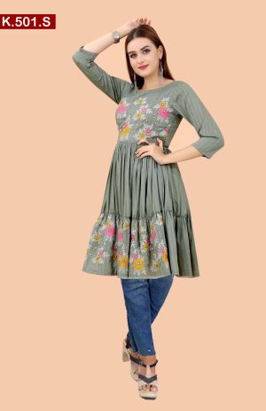 Attractive Design Embroidered Silk One Piece