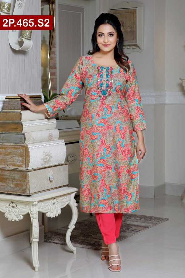 Embroidered Silk Ladies Two Pieces