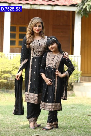 Embroidered Stitched Baby And Women Matching Shalwar Kameez Set