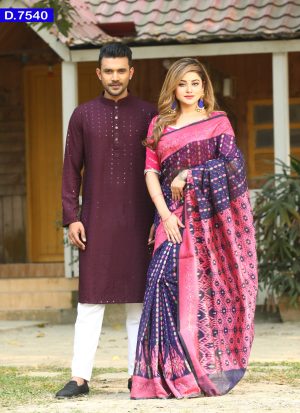Silk Jamdani Sharee And Sequence Cotton Panjabi