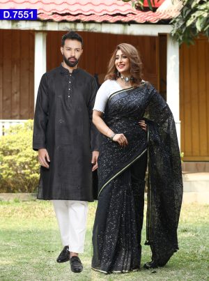 Sequence Silk Sharee And Embroidered Cotton Panjabi