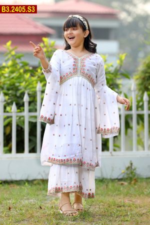 Artistic Embroidered Silk Baby Shalwar Kameez Set