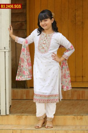 Embroidered Baby Silk Shalwar Kameez Set