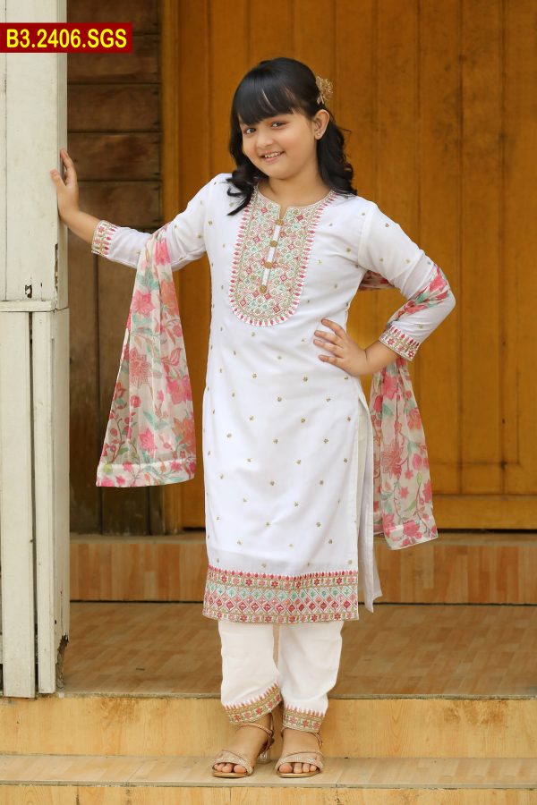 Embroidered Baby Silk Shalwar Kameez Set
