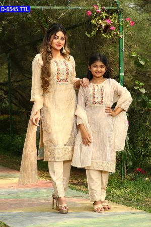 Embroidered Stitched Baby And Women Shalwar Kameez Set