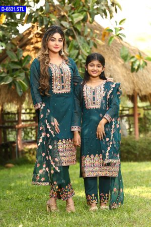 Embroidered Stitched Baby And Women Shalwar Kameez Set