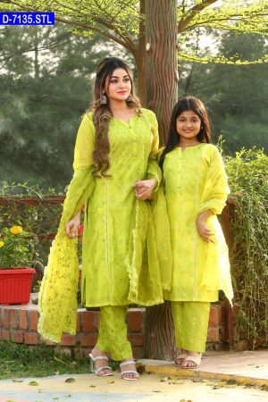 Embroidered Stitched Baby And Women Shalwar Kameez Set