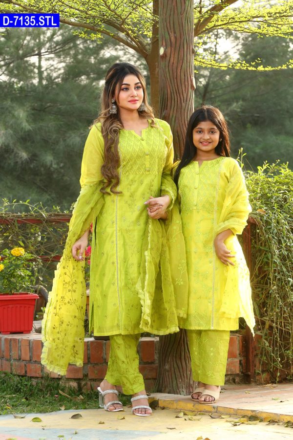Embroidered Stitched Baby And Women Shalwar Kameez Set
