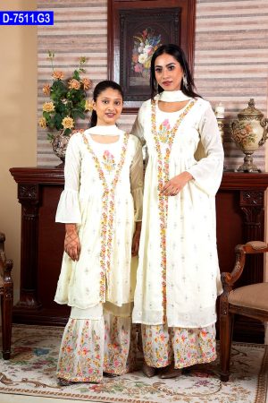 Embroidered Georgette Baby & Women Shalwar Kameez Set