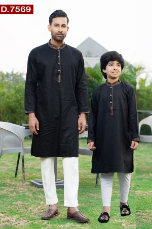 Aesthetic Embroidered Design Matching Cotton Panjabi