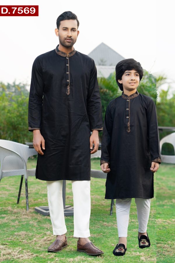 Aesthetic Embroidered Design Matching Cotton Panjabi