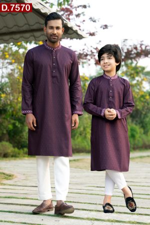 Aesthetic Embroidered Design Matching Cotton Panjabi