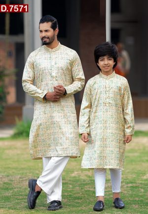 Aesthetic Embroidered Design Matching Cotton Panjabi
