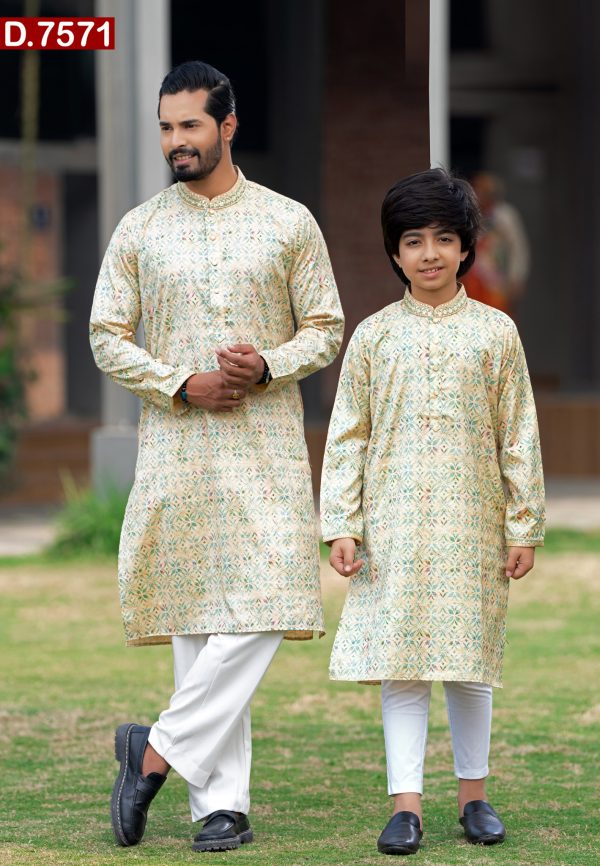 Aesthetic Embroidered Design Matching Cotton Panjabi