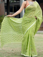 Luxury Women's Half Silk Saree And Imported Fabric Embroidered Cotton Panjabi for Couples - Image 2