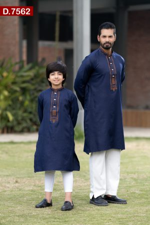 Aesthetic Embroidered Matching Cotton Panjabi