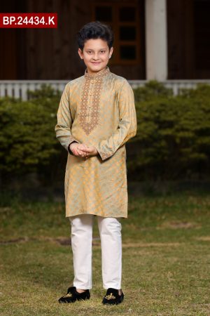 Embroidered Baby Katan Silk Panjabi Set