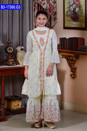 Embroidered baby Georgette Shalwar Kameez Set.