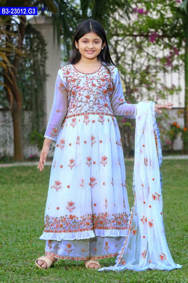 Artistic Embroidered Baby Georgette Shalwar Kameez Set