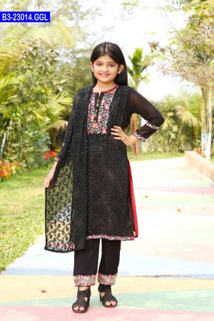 Artistic Embroidered Baby Georgette Shalwar Kameez Set