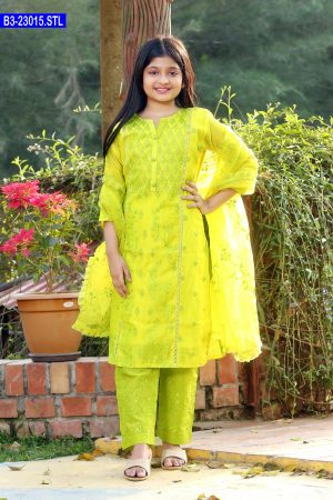 Artistic Embroidered Baby Silk Shalwar Kameez Set