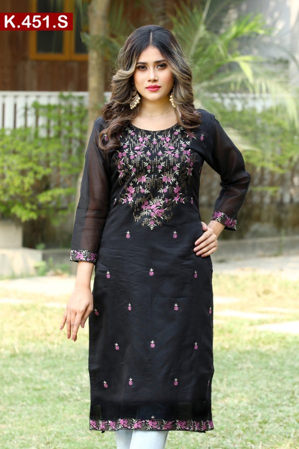 Embroidered Silk Single Kameez