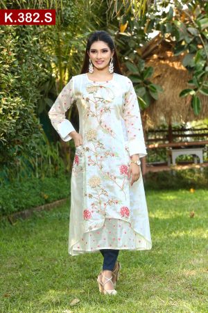 Embroidered Silk Single Frock