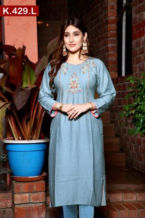 Embroidered Linen single kameez