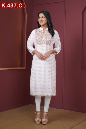 Aesthetic Embroidered Design Cotton Single Kameez