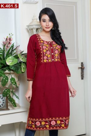 Embroidered Silk Single Kameez