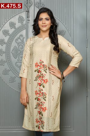 Embroidered Silk Single Kameez