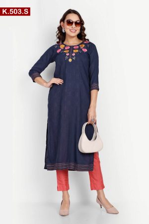 Embroidered Silk Single Kameez