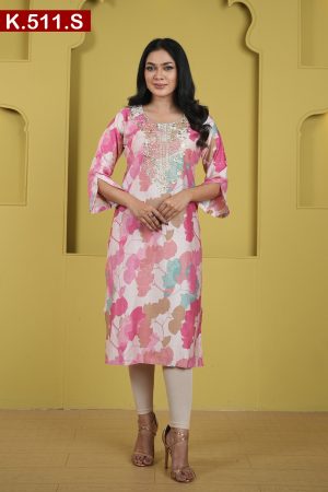 Aesthetic Embroidered Design Silk Single Kameez