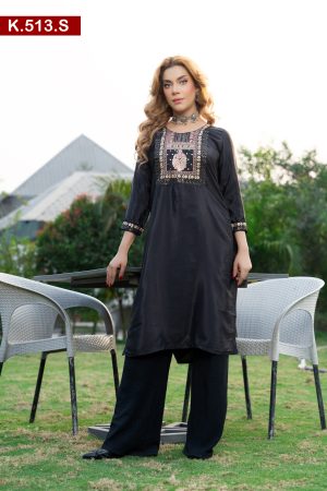 Aesthetic Embroidered Design Silk Single Kameez