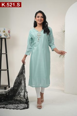 Aesthetic Design Embroidered Silk Single Kameez