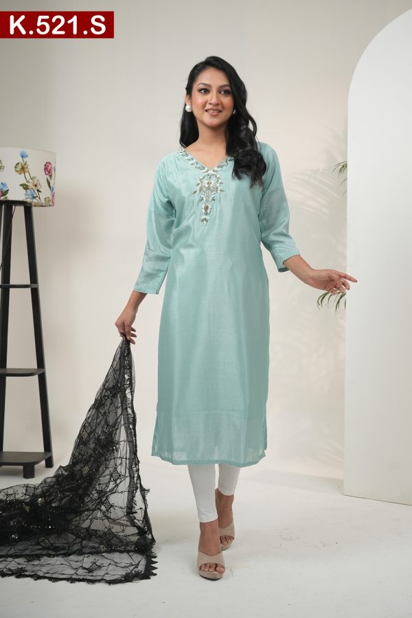 Aesthetic Design Embroidered Silk Single Kameez