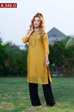 Aesthetic Embroidered Design Georgette Single Kameez
