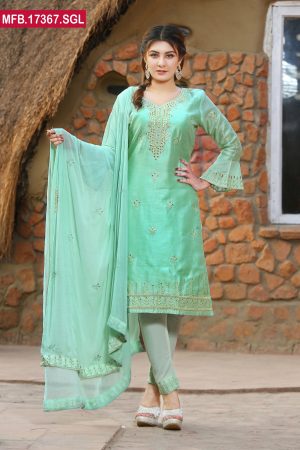 Embroidered Stitched  Silk Shalwar Kameez