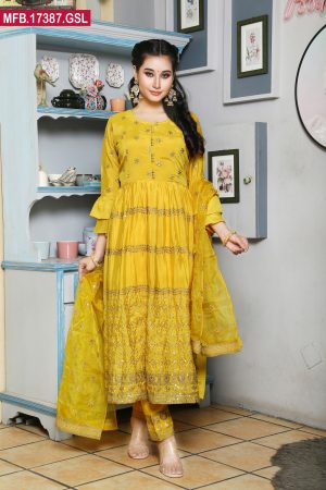 Embroidered Stitched Georgette Shalwar Kameez