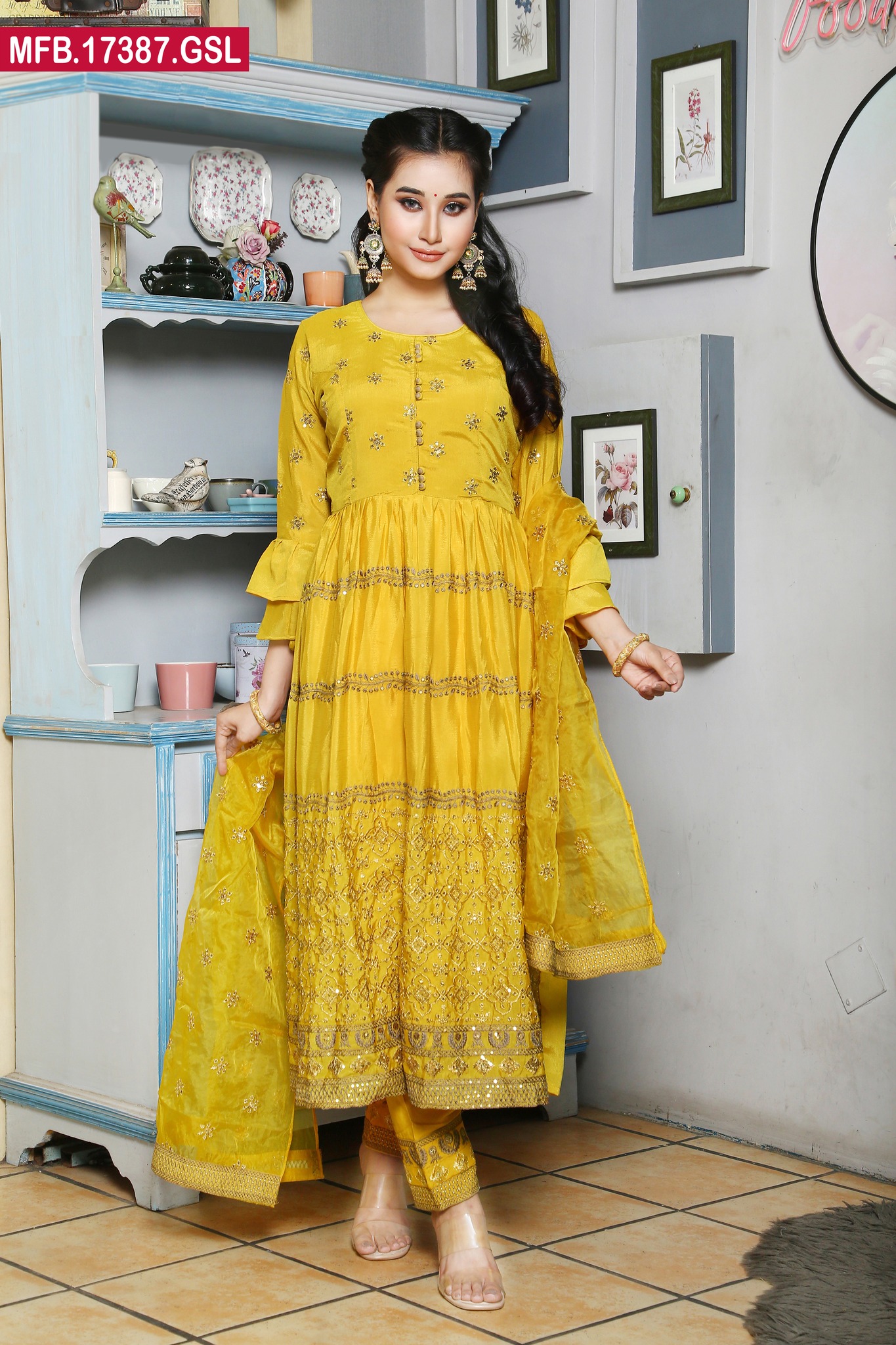 Embroidered Stitched Georgette Shalwar Kameez