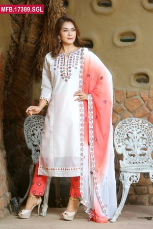 Embroidered Stitched Silk Shalwar Kameez