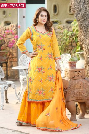 Embroidered Stitched Silk Shalwar Kameez
