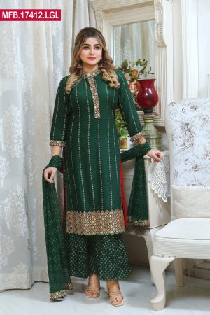 Embroidered Stitched Linen Shalwar Kameez