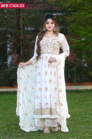 Artistic Design Embroidered Stitched Georgette Shalwar Kameez