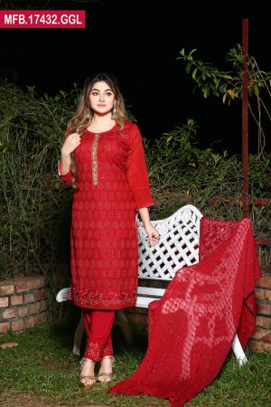 Attractive Design Embroidered Stitched Women Shalwar Kameez Set