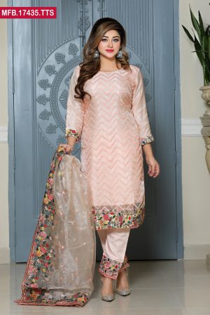 Attractive Design Embroidered Stitched Silk Shalwar Kameez